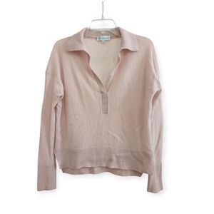 White & Warren Pale Pink Cashmere Polo Sweater
